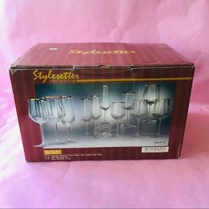Antique Bohemia crystal goblets in box